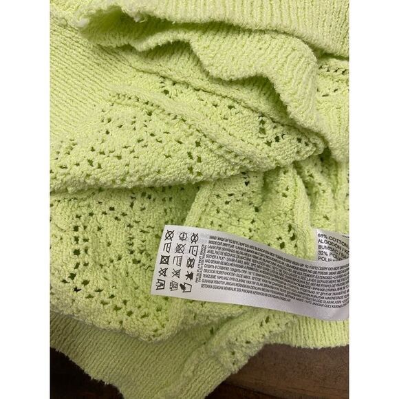 Mango MGO Openwork Knit Cardigan Yellow Winter Boho Urban V Neck Plus Size 3X - Picture 13 of 13